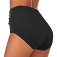 thumbnail image 4 of Laipiong Women's Swim Shorts Summer Beach High Waisted Solid Color Striped Pleated Swim Pants Quick Dry UPF 50+ Bathing Suits Bottoms, 4 of 8