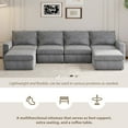 thumbnail image 6 of 115*58" Chenille Modular Sectional Sofa, U Shaped Reversible Couch, Free Combination, 6 Seat Sleeper Sofa Bed with Ottoman, Convertible Oversized Indoor Furniture for Living Room (Gray), 6 of 12