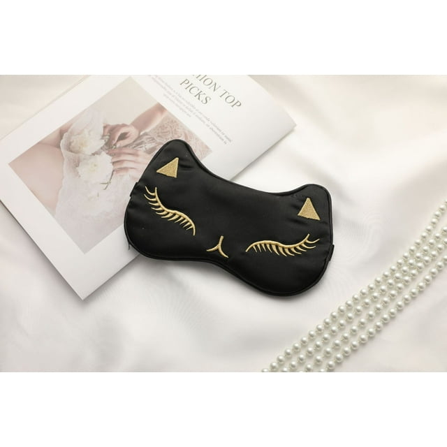Antifaz para dormir negro sin bolsa de hielo, antifaz para ojos de gato, antifaz de seda analógica, antifaz opaco, antifaz de viaje para dormir con correa ajustable, para mujeres y hombres Rojo Verde