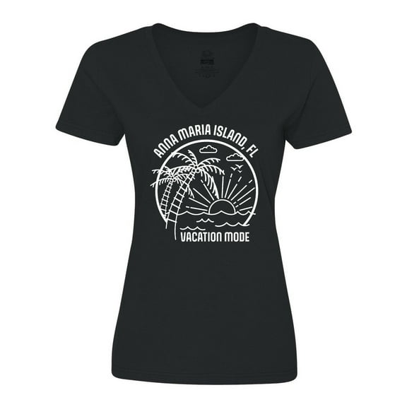 Inktastic Summer Vacation Mode Anna Maria Island Florida Women's V-Neck T-Shirt
