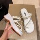 thumbnail image 1 of Zapatos de plataforma, zapatillas de mujer, zapatillas de plataforma de tacón plano, moda de Color sólido, tacones altos con cuentas, chanclas para mujer Casual36 Gao Jinjia LED, 1 of 2