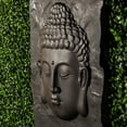 thumbnail image 5 of XBrand 30 in H Fiber Resin Wall Buddha Zen Outdoor Garden Water Fountain w/ warm LED Light, Black, 5 of 6