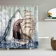 thumbnail image 1 of Cortinas de ducha de tiburón de boca grande, estilo mediterráneo, vida marina, decoración de baño, tela de poliéster impermeable, cortina de ducha de baño con ganchos, 72 x 72 pulgadas (tiburón) Xemadio CJWUS-3779, 1 of 7