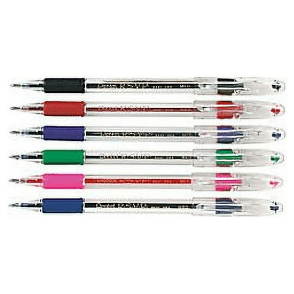 Pentel R.S.V.P. Ballpoint Pen, Medium Line, Assorted Ink, 6 Pack (BK91BP6M)