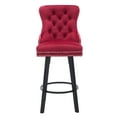thumbnail image 5 of Modern Swivel Bar Stools with Velvet Upholstery & Button Tufted Design - 360° Rotation, Sturdy Footrest, Red Counter Stools for Kitchen Island, Bistro, Home Bar, 5 of 9