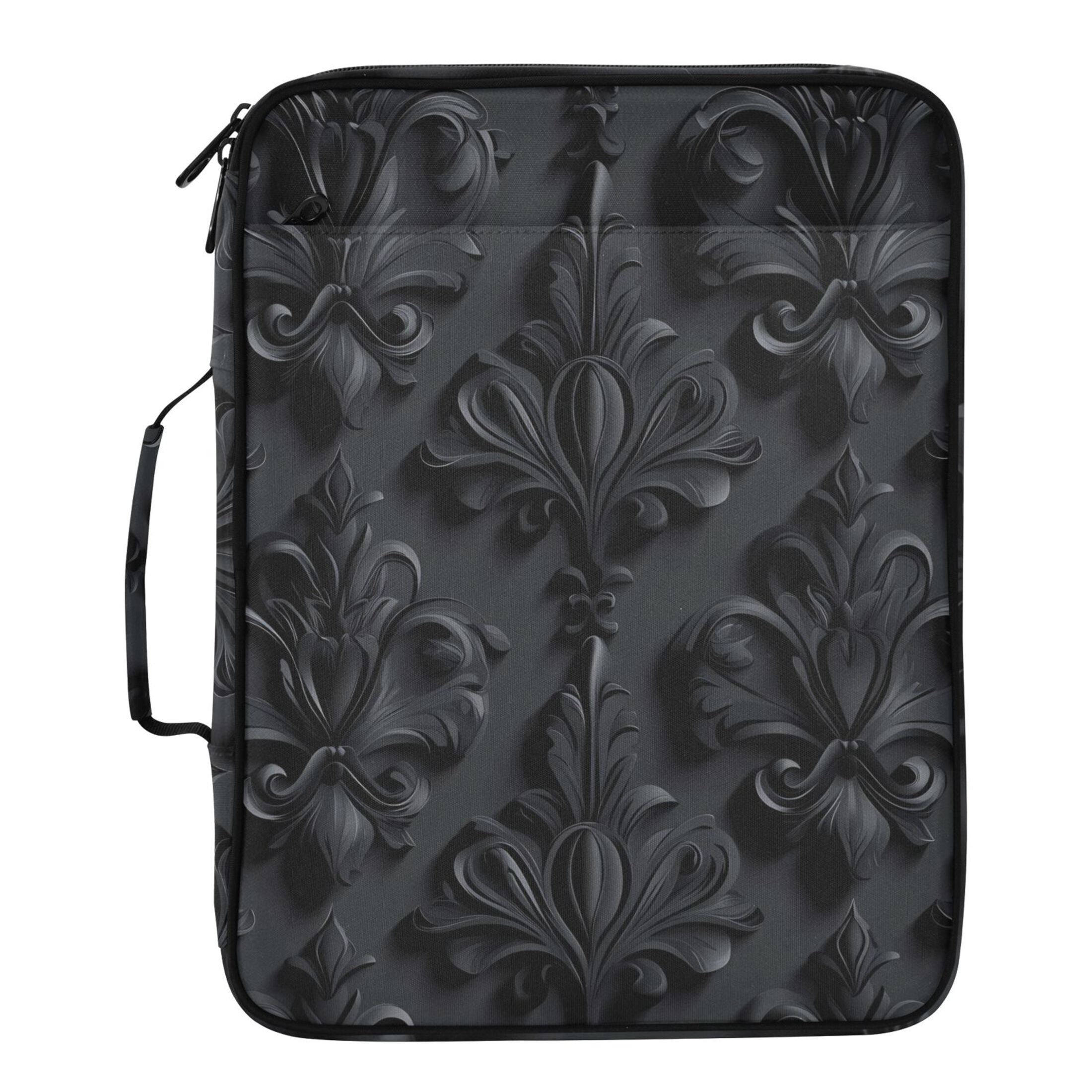 Haosy Accordion File Organizer Zipper Binder 500 Sheet 6-Tab Expanding File Folder Multi-Pocket 1.2 Inch 3 Ring 3d Dark Black Damask