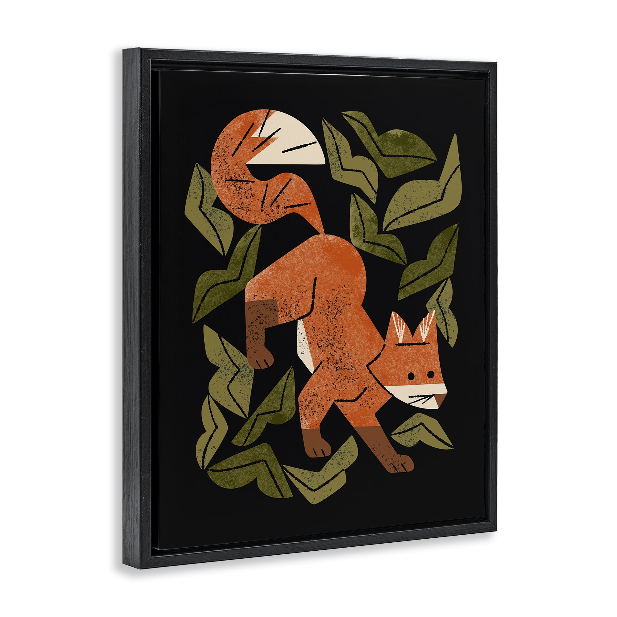 Stupell Industries Fox In The Brush Black Framed Floater Canvas Wall Art, design by Renea L. Thull