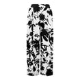 thumbnail image 4 of WTOBBY Women's Summer Boho Palazzo Wide Leg Pants with Floral Printing High Waist Elastic Drawstring and Functional Pockets for Casual Comfort ,White 2XL, 4 of 7