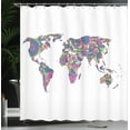 thumbnail image 4 of Ambesonne Floral Shower Curtain, World Map with Flowers, 69"Wx84"L, Lime Green Fuchsia, 4 of 5