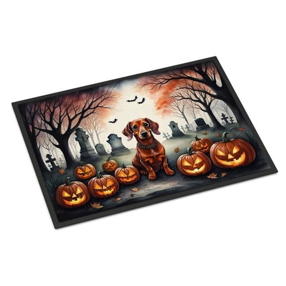18 x 27 in. Unisex Dachshund Spooky Halloween Doormat
