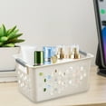 thumbnail image 3 of Hauiodp Small Organizers, Plastic Storage Basket, Rectangular Storage Tray Baskets Container with Handle for Organizing Pantry, Office, Craft Room, Cabinet, Bedroom, Closet, Laundry Room, 3 of 6