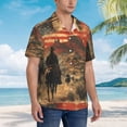 thumbnail image 2 of Lsque 1860s Style American Cowboy pattern Hawaiian Shirt for Men, Unisex Summer Beach Casual Short Sleeve Button Down Shirts-Small, 2 of 9