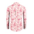 thumbnail image 3 of Fgvctg Long Sleeve Shirts for Men V Neck Button Down Blouse Dressy Date Day Love Heart Print Shirts Oversized Collared Business Casual Outfits Pink 3XL, 3 of 4