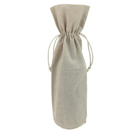 Drawstring Wine - Linen Wine Bag with Drawstrings, Natural, 15-Inch