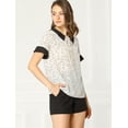 thumbnail image 4 of INSPIRE CHIC Hauts Blouses à Pois pour Femmes à Col Claudine Contrastant à Manches Courtes, 4 of 6