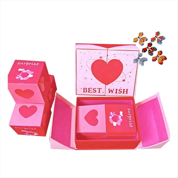 Juego de Caja de Regalo Sorpresa de Moda Bolsa de Regalo Personalizada Regalo de Cumpleaños Regalo de San Valentín Sobre Rojo Que Rebota B