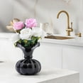 thumbnail image 6 of Black Pumpkin Ceramic Vase, Minimalist Boho Flower Vase for Pampas Grass & Dried Bouquets, Large Home Decor for Shelf, Desk, Office, Fireplace Mantel & Wedding Display, 6 of 7