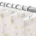 thumbnail image 5 of Christmas Tree Shower Curtain, 60" x 72", Green Gold Trees Snowflakes Linen Texture Waterproof Bathroom Curtain Washable Shower Curtain Set with 12 Hooks, 5 of 6