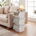 thumbnail image 4 of Costway 3 PCS Storage Bins on Wheels with Stay-Open Lid for Kitchen Bedroom Laundry Closet White + Gray, 4 of 9