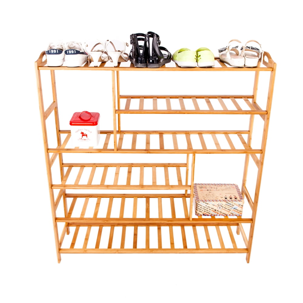 Kepooman 6-layer Portable Bamboo Splint Multi-function Shoe Rack, Wood Color Kepooman 6-layer Portable Bamboo Splint Multi-function Shoe Rack, Wood Color