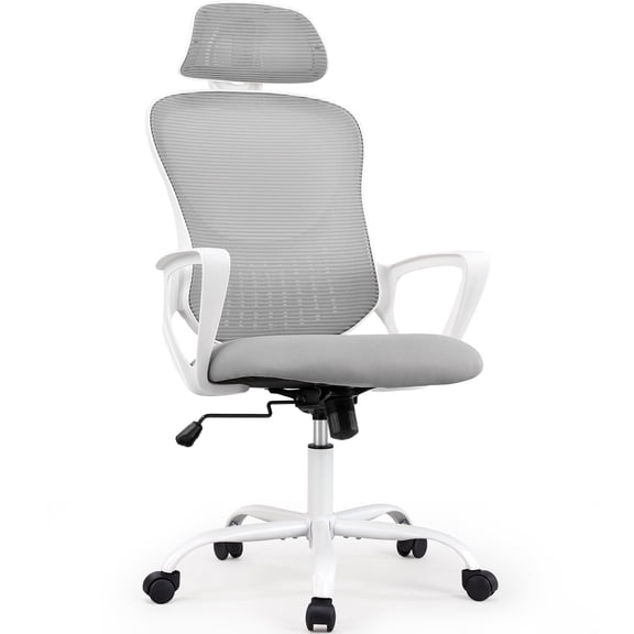 CONCETTA Ergonomic Office Chair, High Back Mesh Computer Swivel Chair with Adjustable Headrest, Gray
