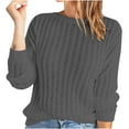 thumbnail image 1 of Chandails d'Automne pour Femmes 2022 Manches Longues Col Rond Tricoté Ajouré Chandails Couleur Unie Décontracté Confortable Hauts, 1 of 7