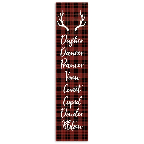 Creative Products Plaid Reindeer Names 10.5 x 47 Porch Leaner