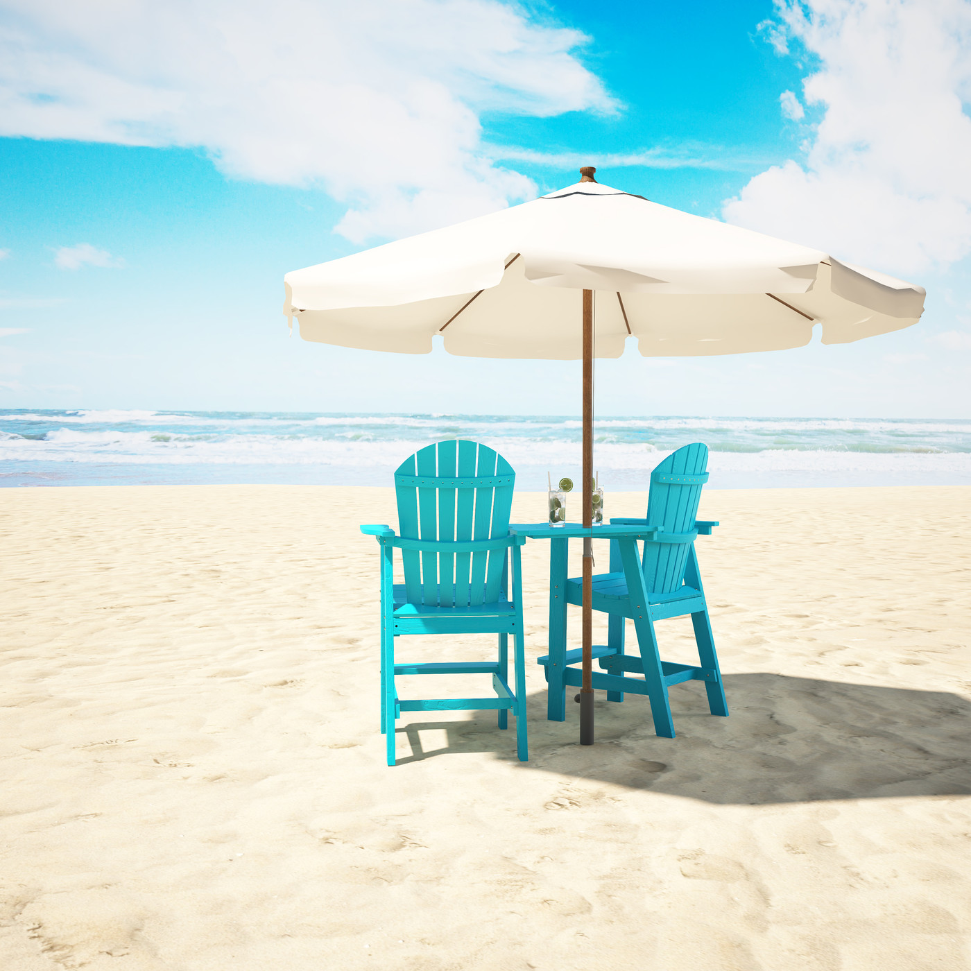 Musser Outdoor Adirondack Chair Set Of 2 Wooden Patio Chair Lounge Chair Cyan