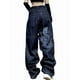 thumbnail image 1 of Pantalones vaqueros unisex estilo hip-hop gótico urbano de talle alto y corte holgado con diseños rasgados y bordados for hombre y mujer, 1 of 4