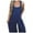 Blue, variant on Summer Romper for Women Strappy Athletic Romper Solid Color Fashion Overall Sleeveless Casual Button Wide Legs Rompers Jumpers with Pockets