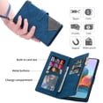 thumbnail image 6 of Dteck Wallet Case for Samsung Galaxy S23 Plus/S23+,Magnetic Leather 9 Card Slots Zipper Purse Flip Case Shockproof Rubber Kickstand Lanyard Strap Wristlet Phone Cover, Blue, 6 of 6