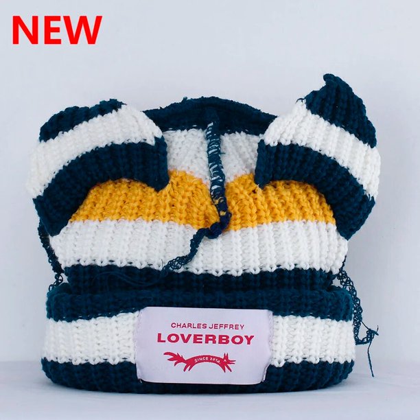 Gorro de punto de ganchillo con orejas de conejo para mujer, gorro largo de zorro, disfraz, regalo de Navidad, Hip-hop, invierno, 2022
