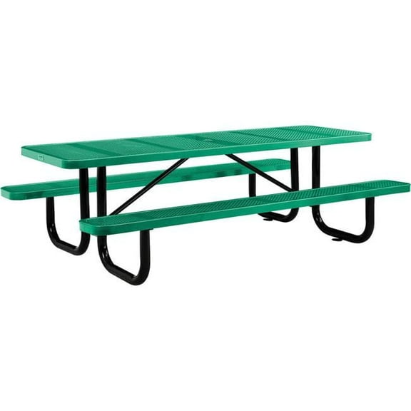 8 ft. Rectangular Outdoor Steel & Perforated Metal Picnic Table, Green