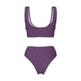 thumbnail image 5 of Daiia Retro Florals Purple Women's Bikini Set Two Piece Swimsuit High Waisted Bikini Adjustable Straps Bikini Perfect for Beach, Pool, and Summer Vacation-XX-Large, 5 of 9