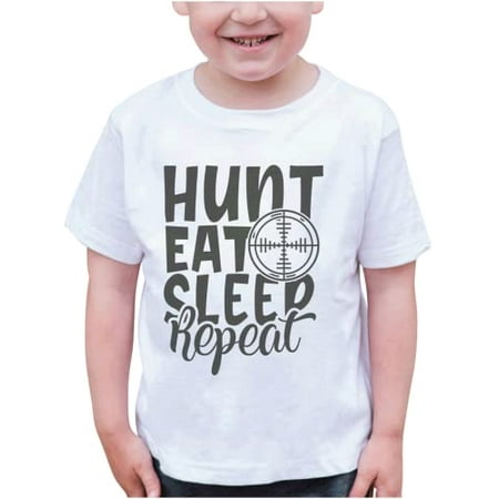 

7 ate 9 Apparel Kids Hunting Shirts - Hunt Eat Sleep Repeat White T-Shirt 5T