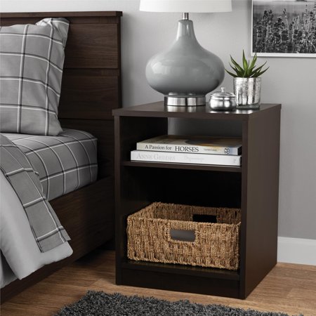 Mainstays Classic Open Shelf Nightstand Espresso Brickseek
