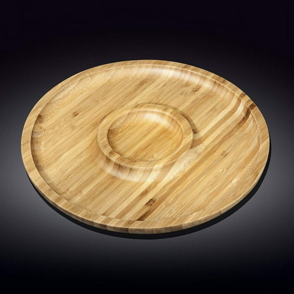 WILMAX Bamboo SET OF 3 TWO SECTION PLATTERS 14"  35.5 CM WL-771049