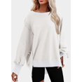 thumbnail image 3 of Sweats pour Femmes Col Rond Chute Légère Couleur Unie 2023 Mode Chaud Coupe Oversize Sweatshirts, 3 of 4