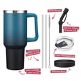 thumbnail image 5 of SUNSOC 40oz Stainless Steel Tumbler – Double-Wall Insulated Travel Mug with Straw and Handle, iced coffee cup, Leakproof, 5 of 10