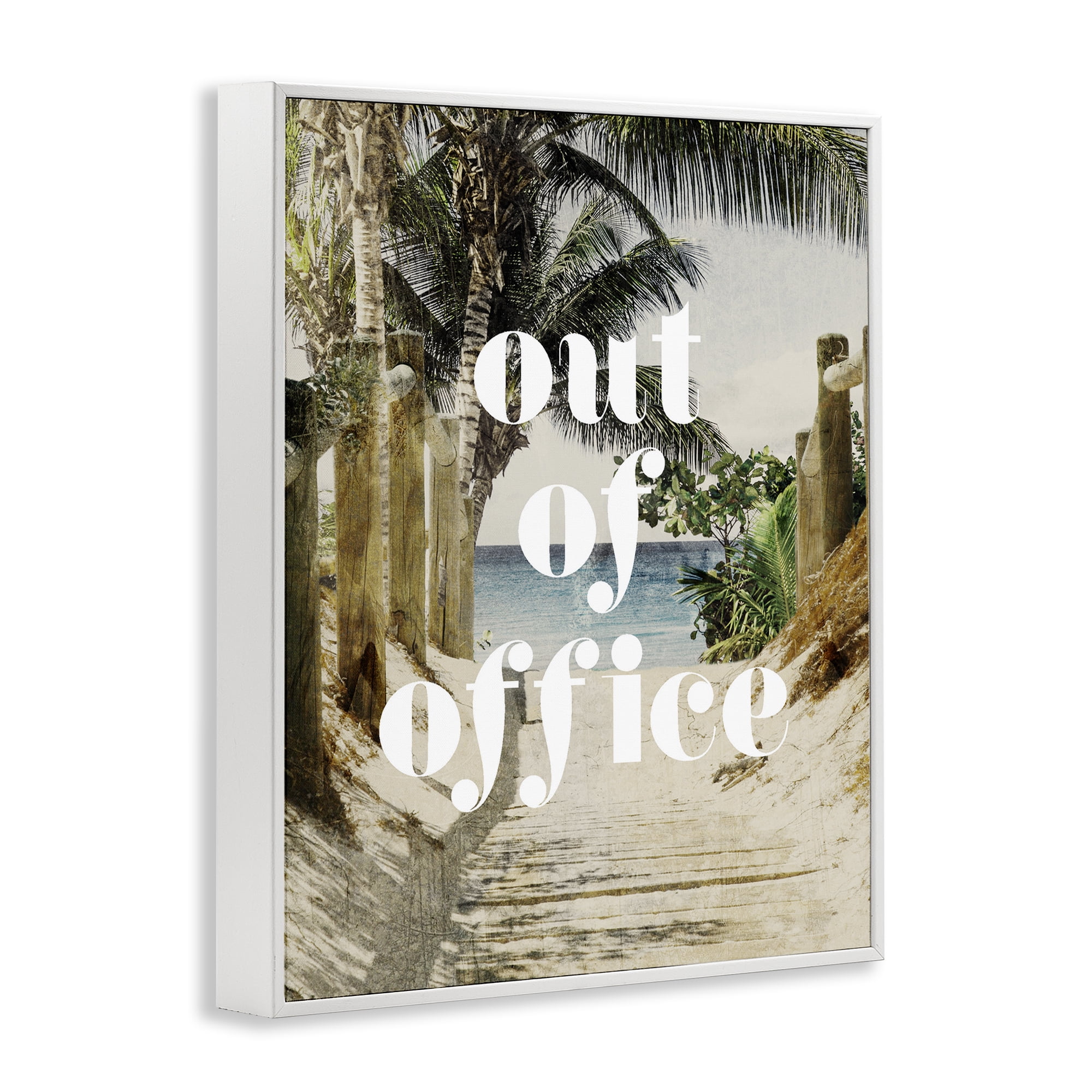 Out of Office Beach Path White Framed Giclee Art, design by Lil' Rue