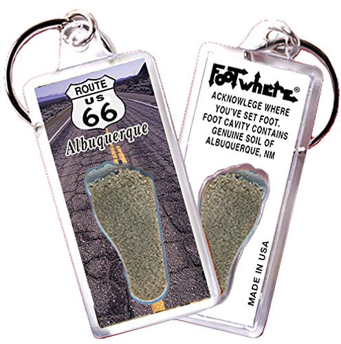 Albuquerque FootWhere Souvenir Keychains. (AQ100 - Assorted) 6 Piece Set.