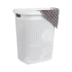 thumbnail image 1 of 50L Slim Laundry Hamper, Clothes Basket, Lid, Wicker Design, Plastic, 17.65" L x 13.75" W x 21" H, White, 1 of 6