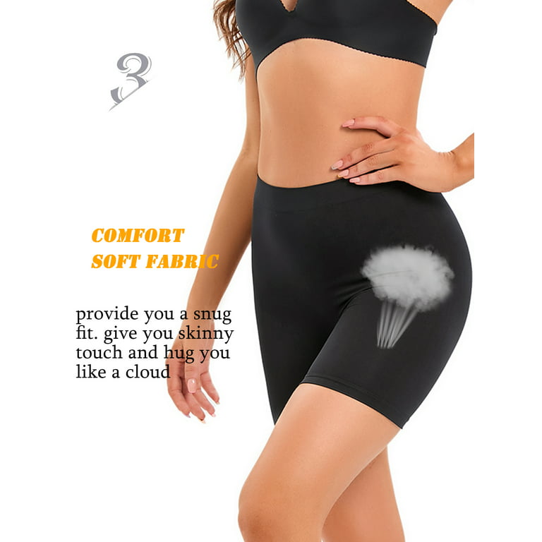 LELINTA Women Thigh Slimmer Slip Shorts for Women Body Shaper Tummy Control  High-Waisted Shapewear (XL, Black/Beige） 