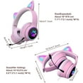 thumbnail image 3 of Auriculares para juegos con orejas de gato, luz LED RGB, micrófono, sonido estéreo, brillantes, supraaurales, para niños., 3 of 4