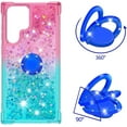 thumbnail image 2 of Case for Samsung Galaxy S22 Ultra with Magnetic Ring Kickstand, Gradient Quicksand Glitter Flowing Liquid Floating Cute Phone Case Clear TPU Cover for Samsung Galaxy S22 Ultra JB Powder Blue, 2 of 14