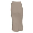 thumbnail image 4 of Mrat Long Flowy Skirts Women's Fashion Slit Sweater Dress Slim Body Skirt Workout Skirt S-59 Khaki L, 4 of 6