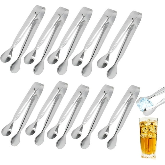 ACDANC Heat Resistance Mini Serving Tongs,Smooth Polished Ergonomically Shaped Stainless Steel Tools For Cheese,Olives,And Tea Cookies At Weddings And Coffee Bars (Pack Of 10)