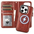 thumbnail image 1 of Funda tipo cartera Bocasal para iPhone 16 Pro con MagSafe RFID, color marrón, 1 of 8