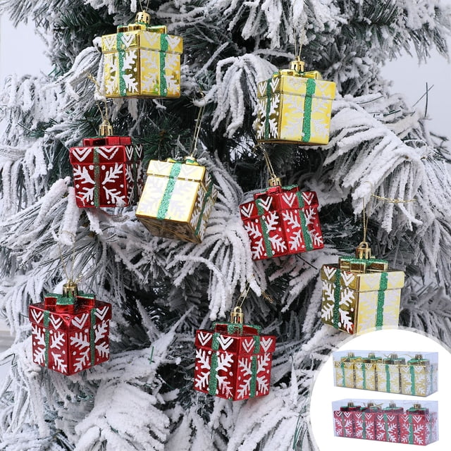 Adorno Colgante para Caja de Regalo Navideña | Adorno Dorado de Plástico de 7 X 4,5 Cm | Decoración Navideña para Árbol de Navidad (0,13 Lb) - Lhy250910005Gd