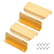 Uxcell 4 Pcs Finger Pulls for Cabinets, 3 Inch Aluminum Alloy Edge Cabinet Pulls Finger Handle Flat Hidden Back Mount for Dresser Wardrobe Drawers Door Hardware, Golden Tone